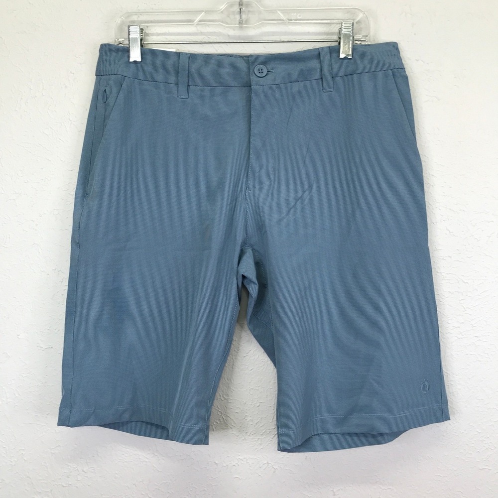 NEW Hang Ten Hybrid Board Shorts Mens 32 Blue Micro Check Stretch Quick Dry - Picture 2 of 13